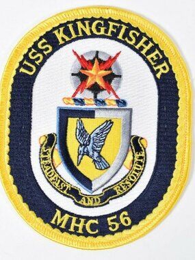 MHC-56 USS Kingfisher U.S. Navy 1994 Osprey-class Coastal Mine Hunter 5" Patch